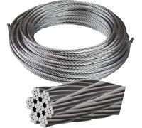4mm x 15m Stainless Steel Wire Rope - A4 316 Marine Grade 7x7 Strand Heavy Duty Cable for Balustrade, Decking, Garden Trellis, Picture Hanging & Boat Rigging