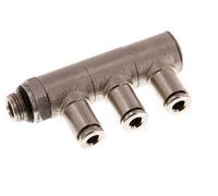 4mm x G1/8'' 3-way Manifold Push-in Fitting with Male Threads Brass NBR Rotatable