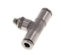 4mm x M 5 Inline Tee Push-in Fitting with Male Threads Stainless Steel FKM Rotatable