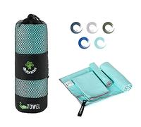 4Monster 3 Size Microfibre Gym Towels at 1 Pack, Quick Dry Travel Towel Ultra Lightweight, Super Absorbent Spots Beach Camping Towel for Gym Beach Camping Sports Swimming Hiking (Lake Green)
