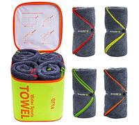 4Monster 4 Pack Microfiber Bath Towel Camping Towel Swimming Towel Sports Towel with Accessory Bag, Quick Dry & Super Absorbent for Travel Gym, Suitable for Adults Kids Family, 24 X 48 Inch