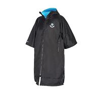 4Monster Changing Robe Waterproof Change Robe Surf Changing Poncho with Hood for Outdoor Sports, Scuba Diving, Kite Surf, Body Cool-down, Swim, Dog Walk, Wet Weather, Black-Half Sleeve(M)