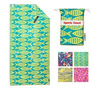 4Monster Microfiber Beach Towel with carry bag Sand Proof Travel Towel Quick Dry Lightweight Towel for Hiking Yoga Gym Sports Swimming Camping Fitness Bath