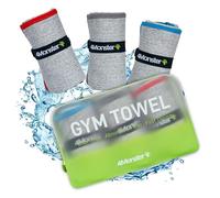 4Monster Microfiber Gym & Travel Towel Set, Quick Dry Camping Towel, Ultra Soft Absorbent Workout Towel for Beach, Pool & Shower (Blue & Gray & Red, 3)