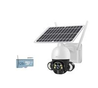 4MP 4G Sim Card Camera 6W Solar Panel Wireless CCTV Video Surveillance Camera Outdoor Alarm Long Standby Battery(White 4G Add 128G)