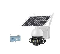 4MP 4G Sim Card Camera 6W Solar Panel Wireless CCTV Video Surveillance Camera Outdoor Alarm Long Standby Battery(White WIFI Add 64G)