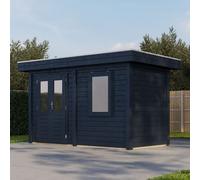 4mx2m Lugarde Select Aberdeen Pent Summerhouse - Black - 44mm Wall Thickness