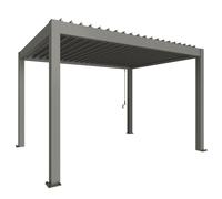 4mx3m Biohort Metal Pergola - Metallic Quartz Grey with Metallic Quartz Grey Roof Louvres