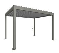 4mx3m Biohort Metal Pergola - Metallic Quartz Grey with Metallic Silver Roof Louvres
