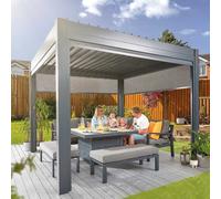 4mx3m Hex Living Marchington Garden Pergola with LED Lighting in Grey