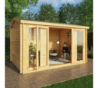 Mercia 4m x 3m Home Office Studio Log Cabin (44mm), Brown