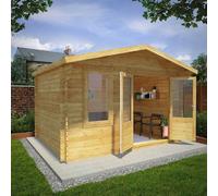 Mercia 4m x 3m 28mm Wall Retreat Log Cabin, Brown