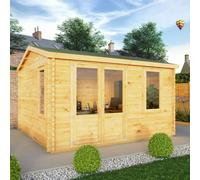 Mercia 4m x 4m Home Office Elite Log Cabin (28mm), Brown