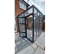 4mypet Catio 3 Sided Cat Run for Cats 378x257x262cm Black with Clear Waterproof PVC Roof and Mesh
