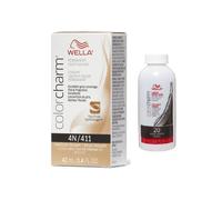 (4N+Dev(Vol.20)3.6oz) Wella 4N Medium Brown Color Charm Permanent Liquid Haircolor
