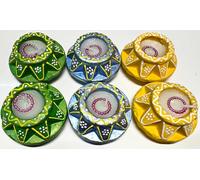 4OUR FAITH 6 Pc Set MULTICOLOR STAR SHAPE MATKI WAX FILLED DIYA | DIWALI Puja Pooja HANDMADE Dia | Terracotta Earthen Diya HANDPAINTED | VILAKKU OIL LAMP | NATURAL MITTI DIA | INDIAN GIFT ITEM