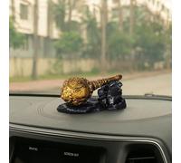 4OUR FAITH Bahubali Hanuman Statue in Brass Finish | Handmade Bajrang Bali Idol | Hindu Monkey God Idol for Car, Office and Home Decor | 10 cms | Gifting Purpose (Lord Hanuman Statue) - Pack of 1