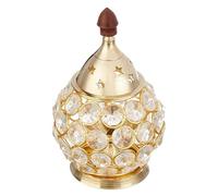 4OUR FAITH Brass Akhand Pooja Diya for Diwali Crystal Oil Lamp Decorative Brass Deepam with Premium Stones for Diwali Perfect for Deepawali Decoration - Golden