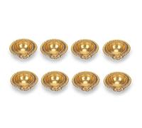 4our Faith Golden Brass Kuber Diya Deepak - Handmade Traditional Oil Lamp Set of 8 for Diwali Pooja and Home Decoration, Made of Virgin Brass Metal Perfect for Festival Celebrations