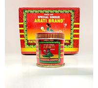 4OUR FAITH Kumkum Natural Red Sindoor Sindur Powder for Pooja & Tilak Ritual, Stainless Steel Sindoor Box Sturdy & Solid | Suhaag Tilak for Women - (Height 5cm, Diameter 5cm, 125 grms) - Pack of 1