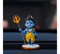 4OUR FAITH Lord Shiva Statue with Trident (Trishul)| Decorative Bal Shiv Ji Statue for Home Temple, Car Dashboard & Office | Premium Resin | Hand-Painted Spiritual Figurine
