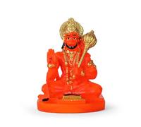 4OUR FAITH Orange Color Handmade Bajrang Bali Lord Hanuman Idol | Hindu Monkey God Idol | Idol for Car, Office and Home Decor | 8 cms | Gifting Purpose (Lord Hanuman Statue) - Pack of 1