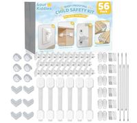 4our Kiddies 56 Pack Baby Proofing Kit, 6 Child Proof Cabinet Locks, 32 Outlet Covers, 6 Anti-Tip Furniture Anchors and 12 Corner Protectors, Child Safety Essentials to Protect Kids at Home