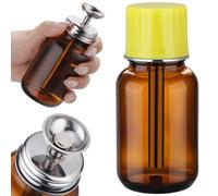 4Oz / 120ml Glass Dispensing Bottles with Copper Core for Acetone/PFA/LDPE, One-Touch Liquid Dispenser Pump with Cover for Chemical & Industrial Liquids, Refillable Sample Tincture Containers, Amber