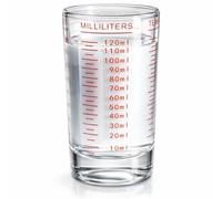 4oz/120ml Glass Measuring Cup with Red Markings, Heavy Duty Shot for Measuring Liquid and Dry Ingredients, Espresso and Cocktail Shot Cups for Whiskey, Spirits, Wine, Liquor, Not Dishwasher Safe