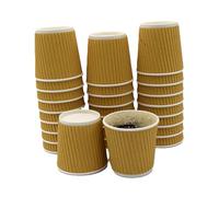 4oz Disposable Espresso Coffee Cups - Pack of 50 Kraft Ripple Insulated Paper Cups - Biodegradable & Recyclable Perfect for Hot & Cold Drinks, Takeaway, Coffee Shops, Parties & More