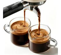 4oz Espresso Cups with Handle and Double Spout 2pcs,Coffee Bar Accessories | Glass Espresso Cup Home Baristas,Espresso Machine Essential,Handled/V-Spout Design,Durable Glass Shot Glasses