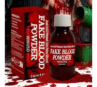 4oz Halloween Fake Blood Powder, Washable SFX Makeup Stage Blood Props Accessories for Halloween, Scary Zombie Cosplay Party Decoration, Haunted Houses - Makes 80oz Liquid Fake Blood