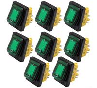4P 15A Waterproof Rocker Switch, Toggle Switch for For boats and RVs, Engineered for Long Lasting Performance (green)