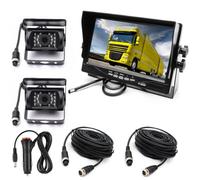 4P 18LEDs Night Vision Reverse Camera 15M Cable +12-24V 7" TFT LCD Monitor