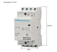 4P AC Contactor 20A household contactor 24V 110V 220V 230V 400V~ 3NO1NC 4NO 4NC 2NO2NC 50/60Hz 35mm din rail CT1-25(2NO2NC AC24V)