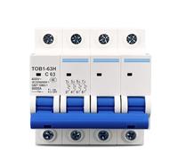 4P AC MCB TOB1-63 C type 230/400V~ 50HZ/60HZ Mini Circuit breaker 3A-63A 1Pcs(4P 6A)