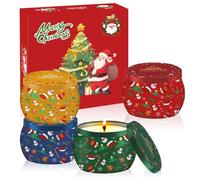 4P Christmas Scented Candles Gift Set for Women,Strong Fragrance Aromatherapy Candles for Anxiety and Stress,Natural Soy Wax Candle Portable Travel Tin Jar Candle for Xmas Birthday Mother's Day Gift