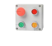 4P Four Position Cover Push Button Control Box Emergency Stop Momentary Reset Start Stop Dust Proof Plastic Enclosure(4P Flat-2)