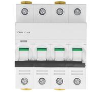 4P Miniature Circuit Breaker DIN Rail Mount 400V Low Voltage 6000A Breaking Capacity for Office Residential Building Lighting Power Distribution Protection (C20A(20A))