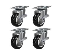4Pack 1.25-inch Swivel Casters Pulleys Fixed Casters Silent Trolley Wheels with Brakes Heavy Duty Wheels for Move Heavy Objects(4 braked swivel wheels)