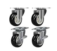 4Pack 1.5 Inch Swivel Casters Pulleys Fixed Casters Silent Trolley Wheels with Brakes Heavy Duty Wheels for Move Heavy Objects(2 fixed+2 braked swivel)