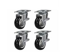 4Pack 1-inch Swivel Casters Pulleys Fixed Casters Silent Trolley Wheels with Brakes Heavy Duty Wheels for Move Heavy Objects(4 braked swivel casters)