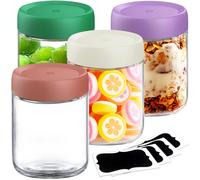 4Pack 16oz Overnight Oats Containers with Lids - Bulk Airtight Glass Jars, Meal Prep Jars for Yogurt, Salad, Smoothies, Reusable Storage Containers