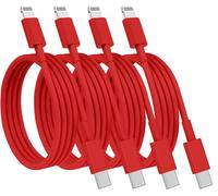 (4pack 1M+2M) USB C to Lightning Cable Apple MFi Certified,iPhone Fast Charger Cable USB-C Charging Cord for iPhone 14/13/12/14 Pro Max/12 Mini/11/11PRO/XS/Max/XR/X/8Plus/iPad-Red