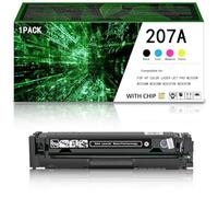 4Pack 207A Toner Cartridge Set Compatible High Capacity Toner Replacement for HP COLOR LASER-JET PRO M255DW M255NW M282NW M283FDN M283FDW Colour Laser Printer, W2210A/11A/13A /12A,Black-With Chip
