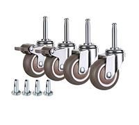 "4Pack 2Inch Rubber Swivel Furniture Casters with Brake 50mm M8 Stem Wheels HeavyDuty for Smooth Movement on Hardwood & Carpet 180KG Load Capacity"