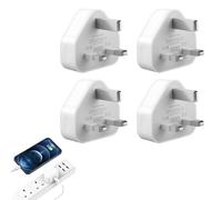 4Pack 3 Pin Plug UK, 5V/1A USB Charging Adapter with Smart IC, Fast and Safe Wall Plug for iPhone 12/11 Pro Max/XS/XR/8/7, iPad, Sam-sung Galaxy S10/S9/S8, Motorola, LG and More