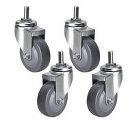 4Pack 3Inch Industrial Trolley Wheels M12 Threaded Stem Dual Locking Brake NoiseFree Polyurethane Castors for Fur Transport 75mm Swivel Caster Wheels