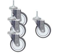 4Pack 3Inch Swivel Caster Wheels with Brake M10/M12 Stem 360° Rotation Rubber NonSlip & AntiWear Trolley Wheels for Furniture & Equipment