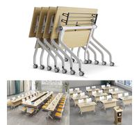 4PACK 4.6FT Folding Conference Tables with Silent Wheels Aluminum Alloy Mobile Training Tables for Classroom and Office Meetings